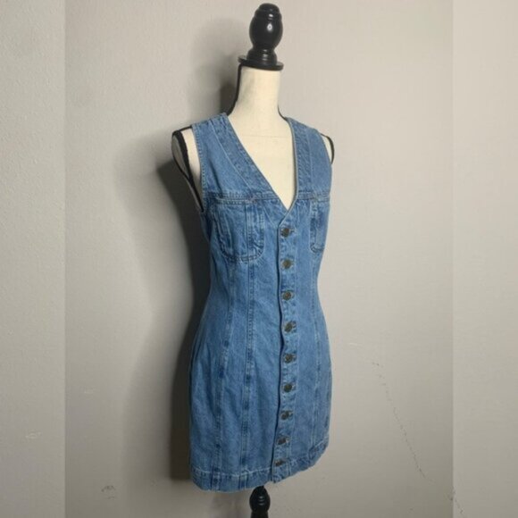 NWT Frame Denim Sleeveless Trucker Pocket Mini Dress - Picture 5 of 14